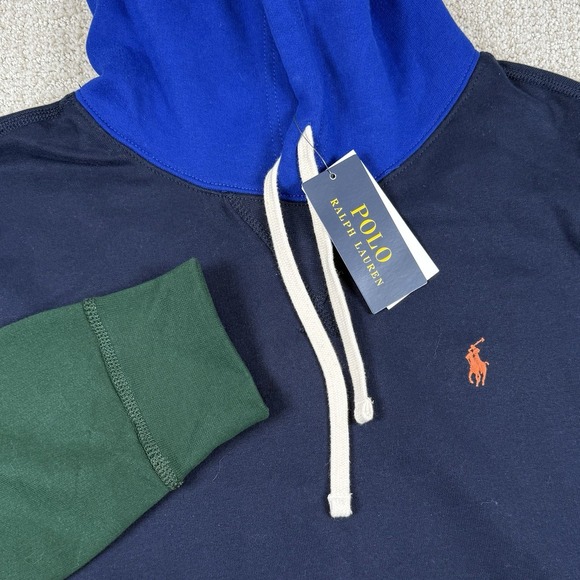 NWT Polo Ralph Lauren Men's Large Fleece Lined Classics Colorblock Hoodie - Picture 1 of 6